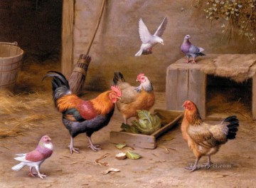  Edgar Pintura - Pollos En Un Corral animales de granja Edgar Hunt